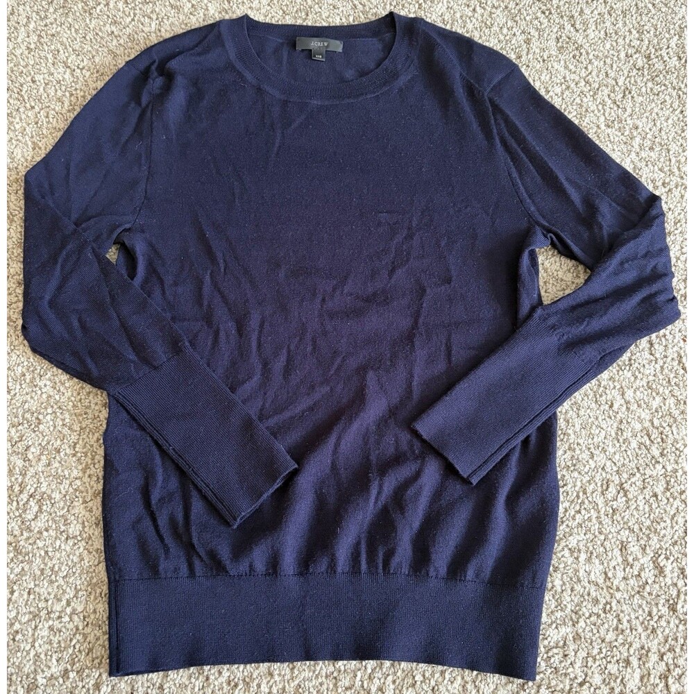 Women's J.Crew Merino Wool Navy Blue Lightweight Sweater, Size XXS